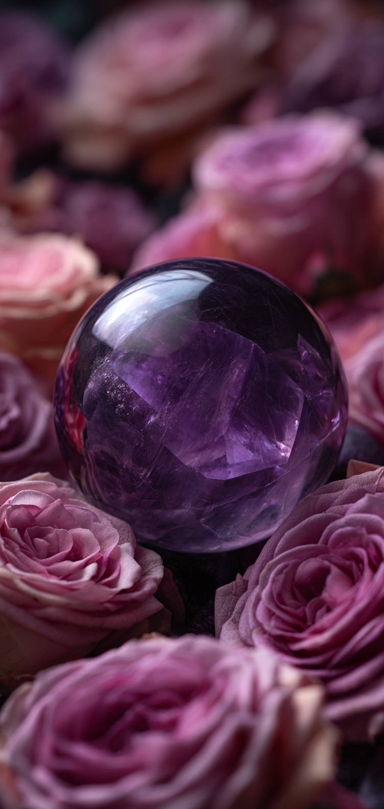 Amethyst Crystal Sphere and Roses Wallpaper v2
