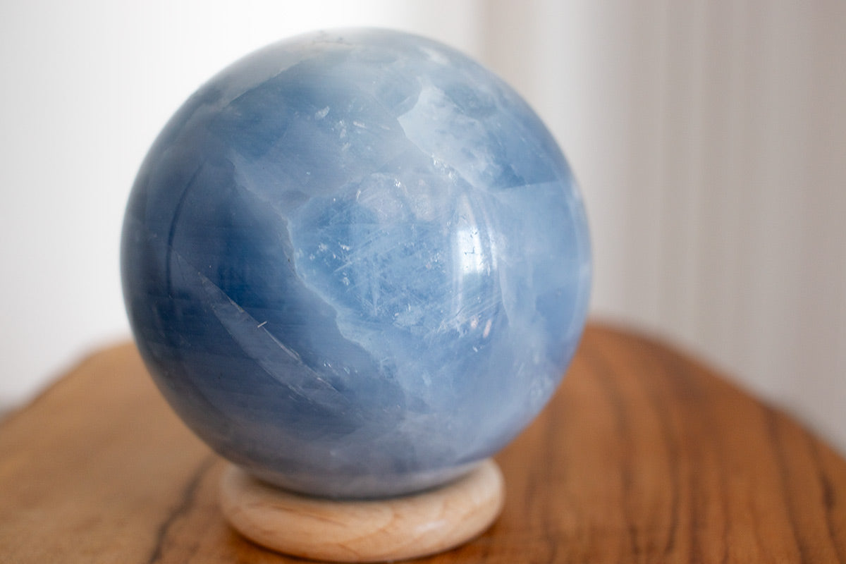 Blue Calcite Crystal Sphere