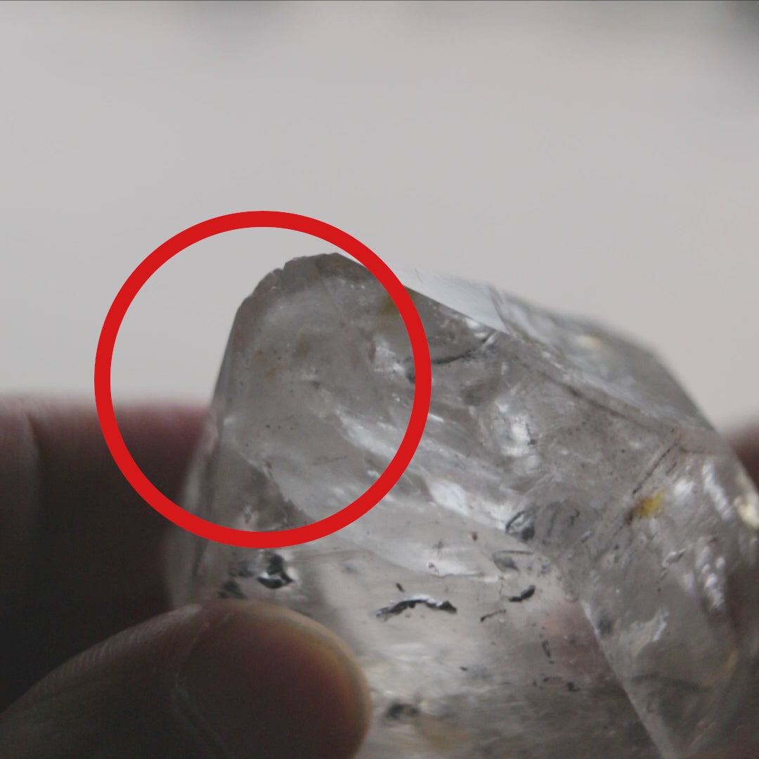 Enhydro crystal showing trapped ancient water inside