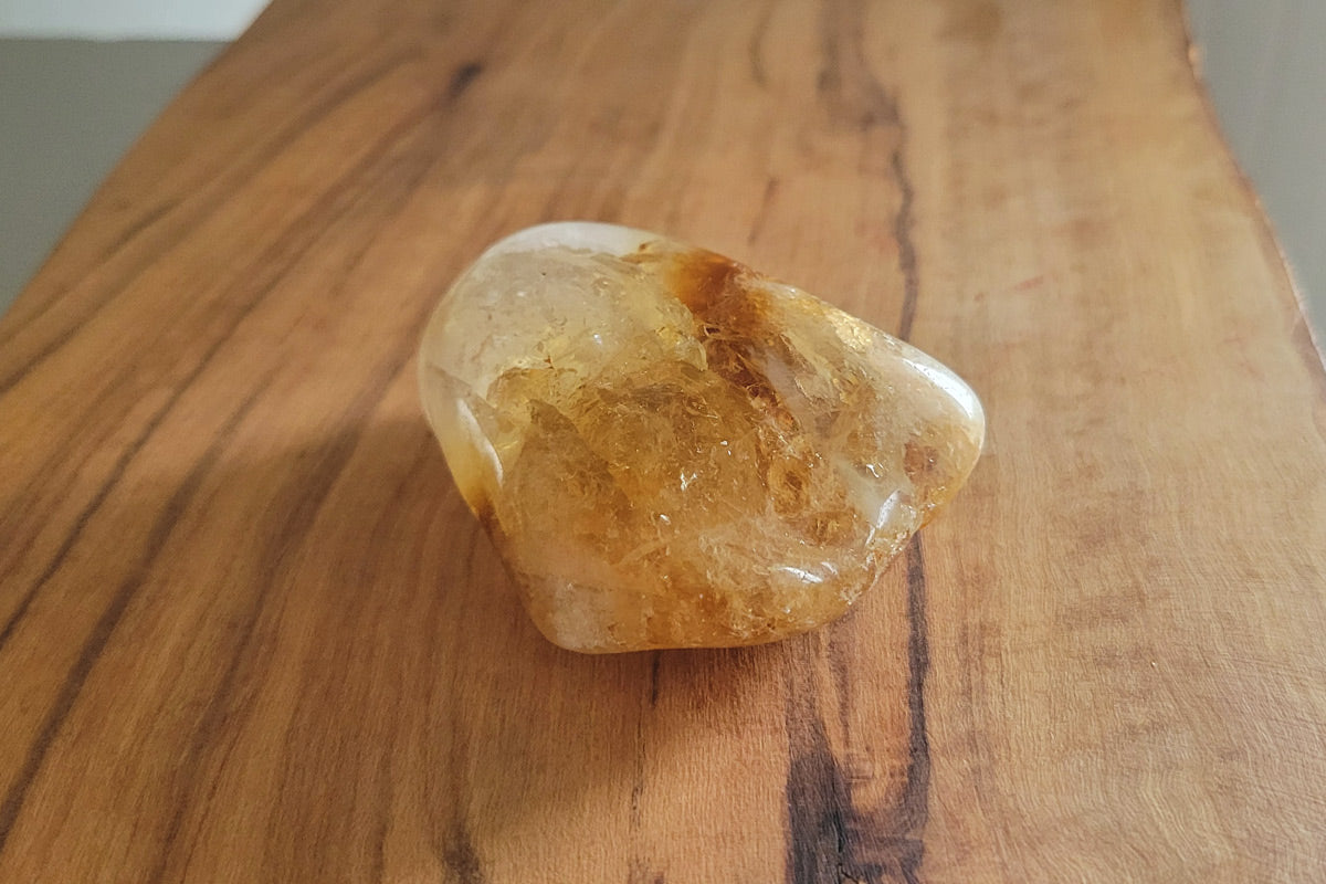 Quartz Citrine Palm Stone