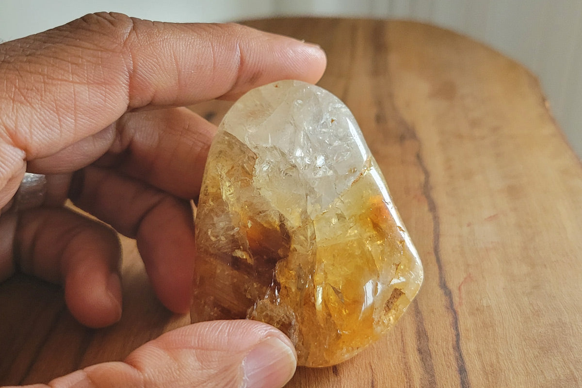 Quartz Citrine Palm Stone