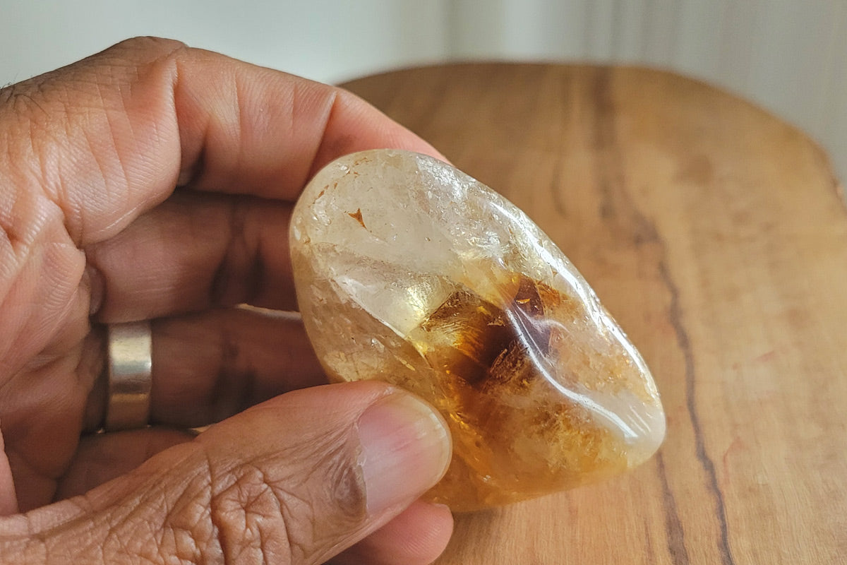 Quartz Citrine Palm Stone