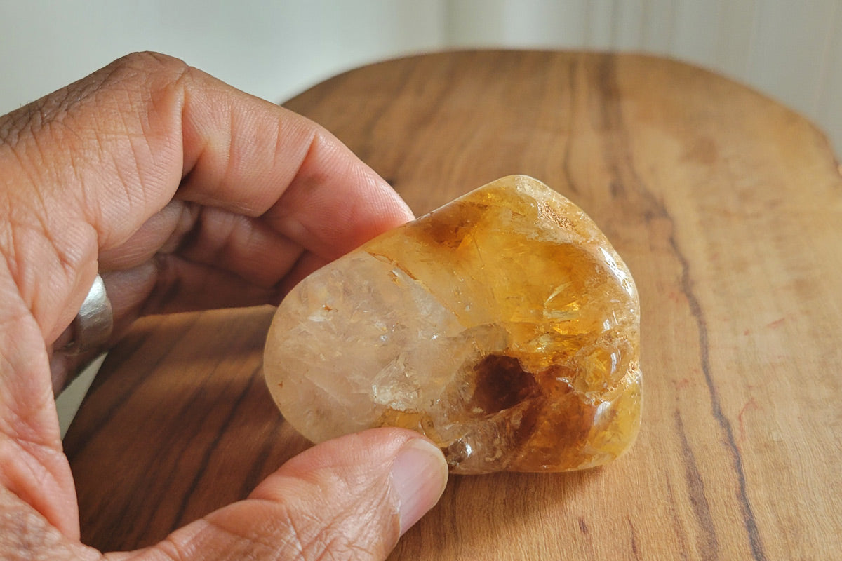Quartz Citrine Palm Stone