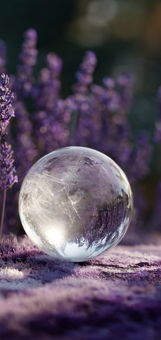 Clear Quartz Crystal Sphere and Lavender Wallpaper v3